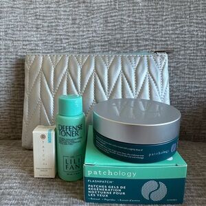 NEW Patchology Eye Patches + Tatcha Serum + Dr. Lili Fan Toner+FREE Cosmetic Bag